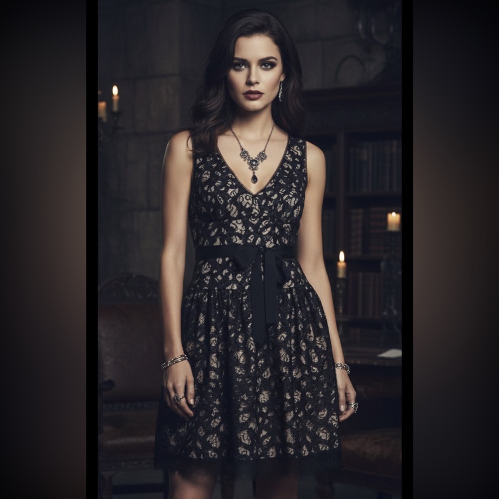 Felicity & Coco Party Dress Black Sequins Lace ASO Alternative Vampires diaries